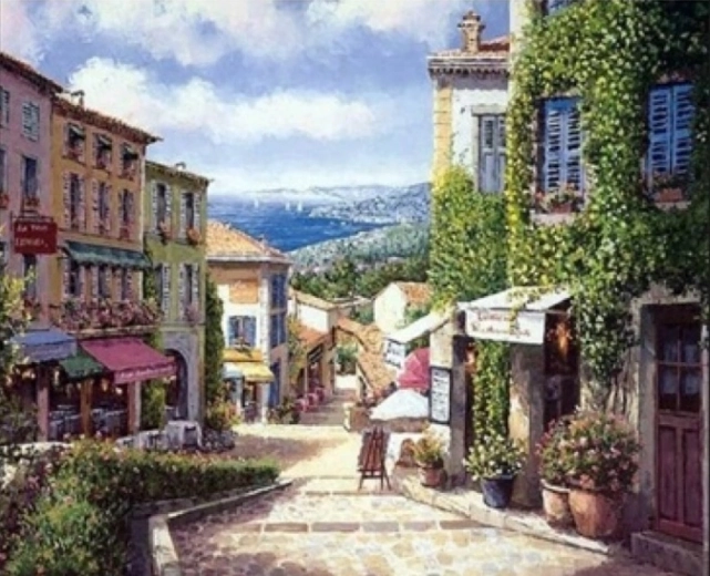 Norimpex Pictură după numere Stradă lângă mare 40 × 50 cm