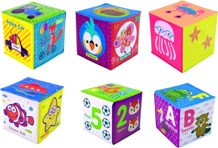 Cubi educative din spumă pentru bebeluși – set colorat, 6 bucăți