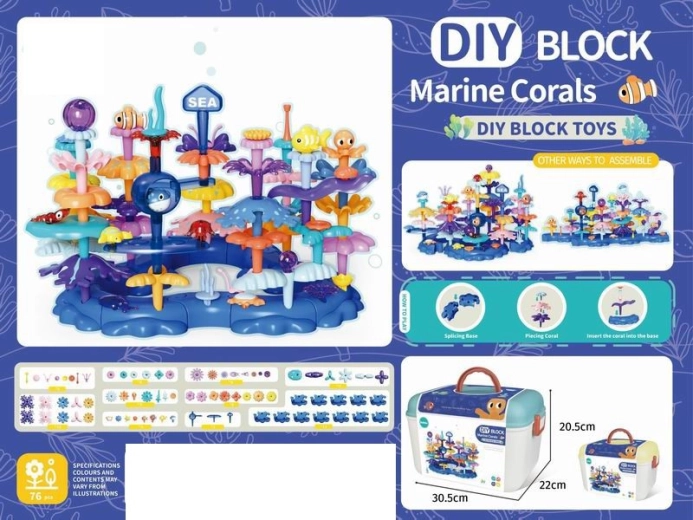set de construcție recif de corali cu flori DIY, 76 piese