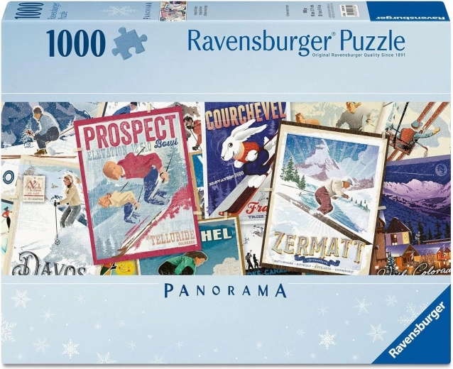 Puzzle panoramic Ravensburger Afișe vechi de schi 1000 de piese