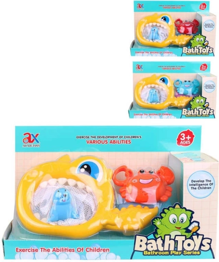 Set de pescuit pentru baie cu plasă și animale care stropesc