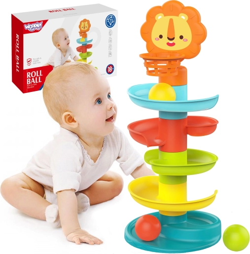 Turn colorat spiralat pentru copii cu mingiuțe de la WOOPIE