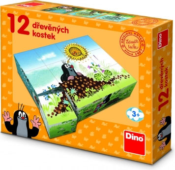 Dino Cuburi din lemn Krteček - Anul lui Krtk, 12 buc