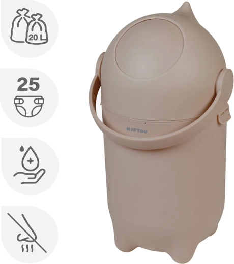 Coș pentru scutece Nattou Dropy taupe 20 l