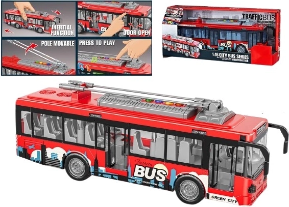 Autobuz urban 1:16 cu lumini, sunete și uși care se deschid