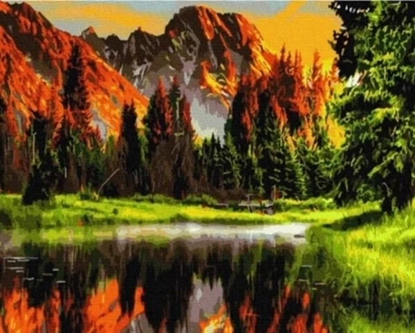 Norimpex pictură pe numere Munți deasupra iazului toamna 40 × 50 cm