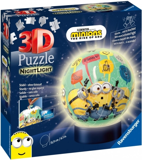 Puzzle 3D sferă luminoasă MINIONS de la Ravensburger