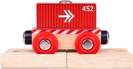 Bigjigs Rail vagon cu container roșu