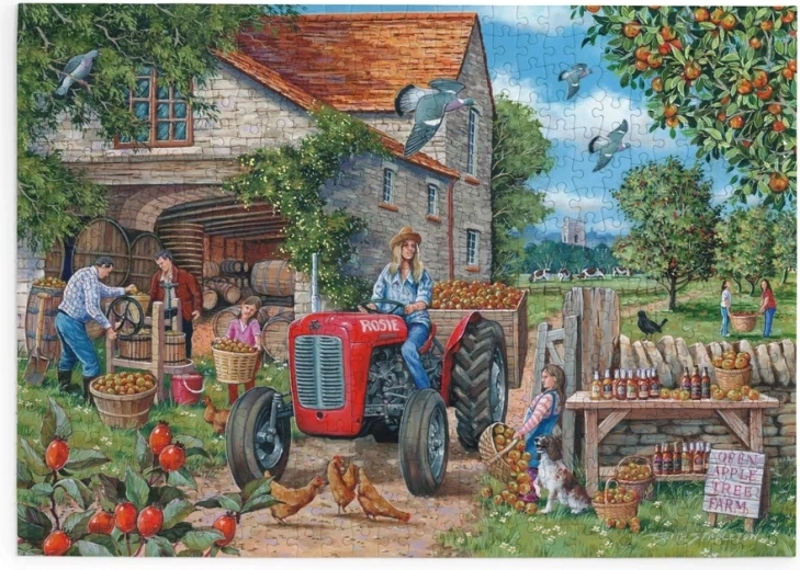 Puzzle Recolta merelor cu tractorul Rosie, 500 de piese mari