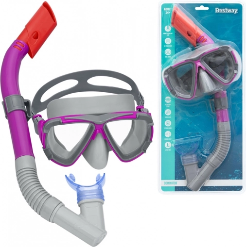 bestway dominator snorkel – set mască și snorkel pentru adolescenți și adulți 14+ roz – Roz