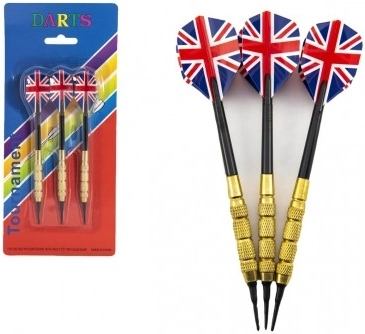 Săgeți de aruncat cu steagul SUA, 15 cm, vârfuri de plastic, set 3 buc