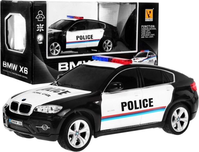 Radiowóz BMW X6 Pentru Copii 8+ Zdalnie Sterowana Poliție 1:24 cu Lumină