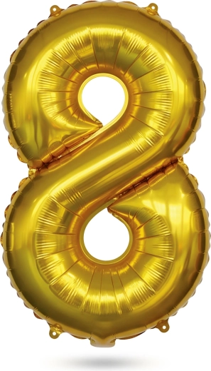 Balon aniversar din folie, cifra 8, auriu, 84 cm