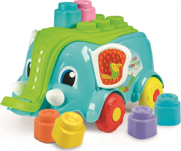 Clemmy baby cărucior elefant cu 10 cuburi
