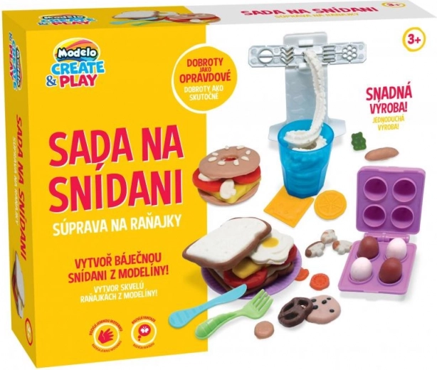 Modelo set pentru mic dejun din plastilină pentru copii