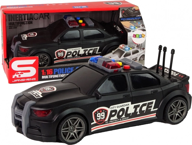 Mașină sport de poliție 1:16, neagră cu sunet