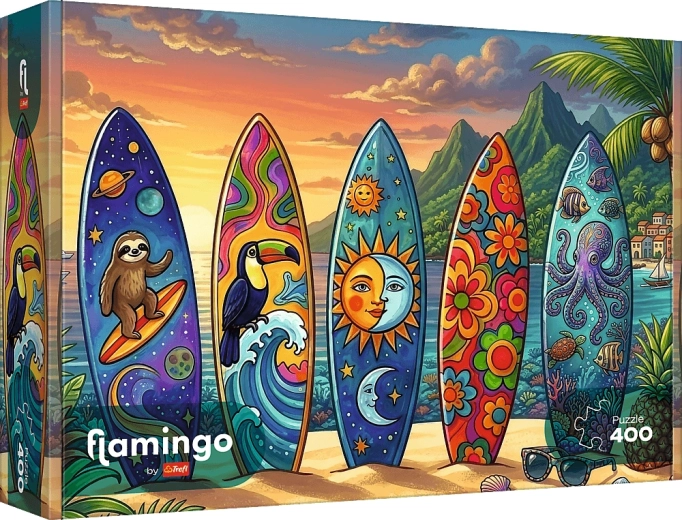 Puzzle Trefl Flamingo: Aventură pe valuri 400 de piese