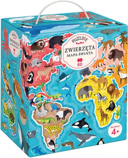 Puzzle 60 piese Puzzlove - Harta lumii Animale