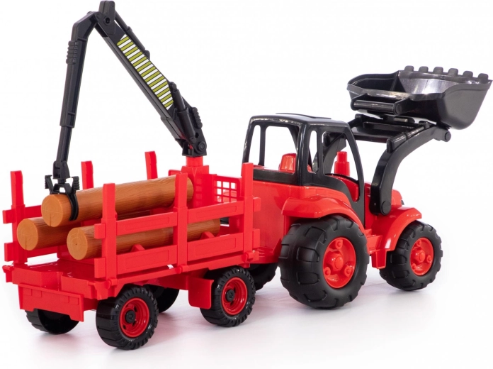 Remorcă pentru bușteni cu macara