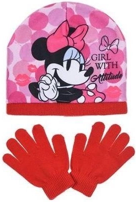 Căciulă și mănuși roșii Minnie