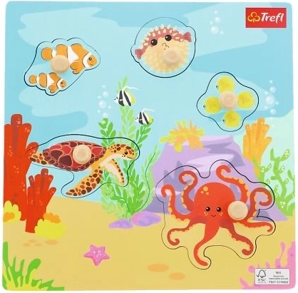 Puzzle din lemn Animale subacvatice, 5 piese