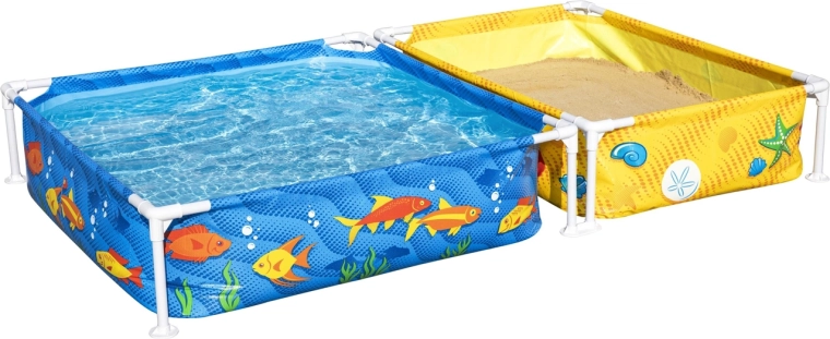 Bestway My First Frame Pool – set de piscină pentru copii și groapă cu nisip 213 × 122 × 30,5 cm