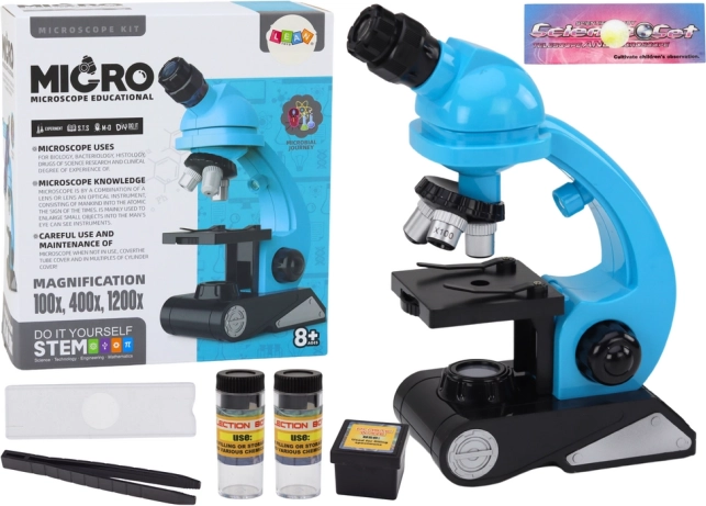 Microscop educativ pentru copii cu accesorii albastru