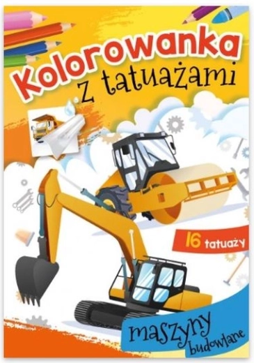 Caiet de colorat cu tatuaje Mașini de construcții