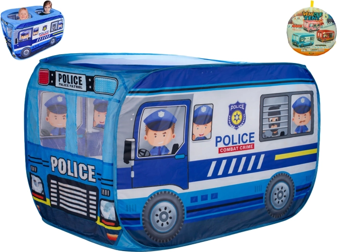 Cort din material pentru copii în formă de mașină de poliție