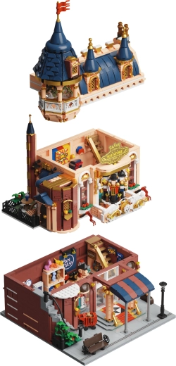 Construcție modulară pe trei etaje pentru joacă și expunere