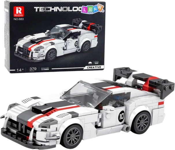 Set de construcție mașină sport Viper – alb-roșu, 379 piese