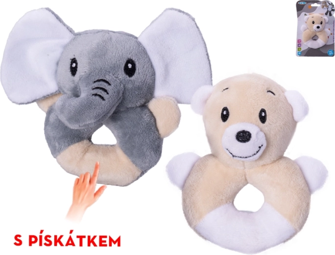 Animăluț de pluș cu pârâitoare 11 cm – elefant sau ursuleț