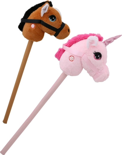 Hobby horse din pluș – cal sau unicorn cu sunete, pe baterii – 1 bucată