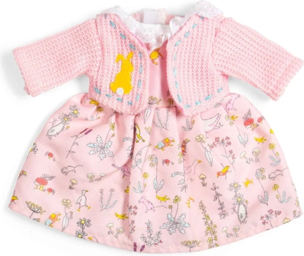 Bigjigs Toys rochiță cu motiv de natură și pulover roz pentru păpușă 34 cm