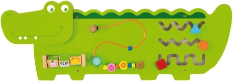 Tablă senzorială de perete din lemn în formă de crocodil Viga, FSC, Montessori