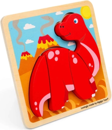 Bigjigs toys puzzle din lemn cu piese de inserat Diplodocus