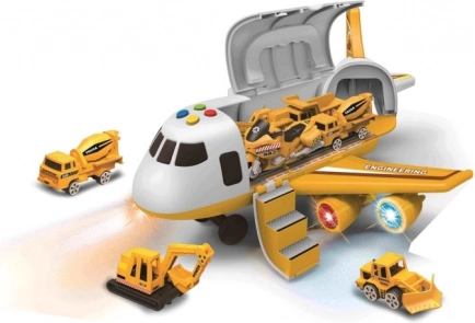 Avion de pasageri cu compartiment de marfă și 3 mașinuțe 1:64