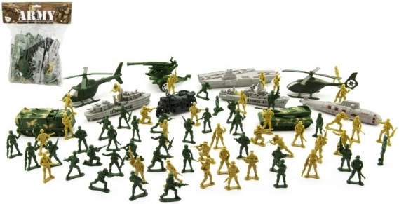 Set de soldăței din plastic cu accesorii 81 piese