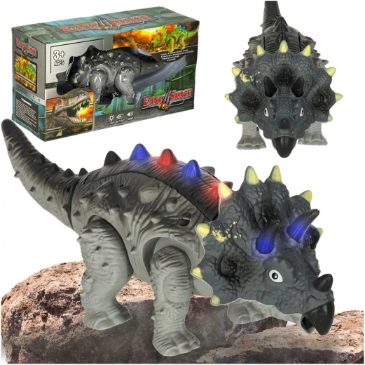 Dinozaur interactiv triceratops cu baterii, cu sunete și lumini
