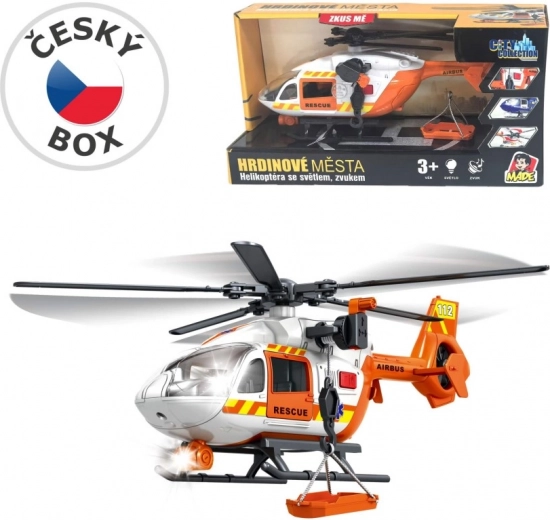 elicopter de salvare cu troliu și efecte luminoase