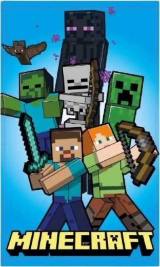 Prosop pentru copii Minecraft 30 × 50 cm cu Steve, Alex, Creeper și Enderman