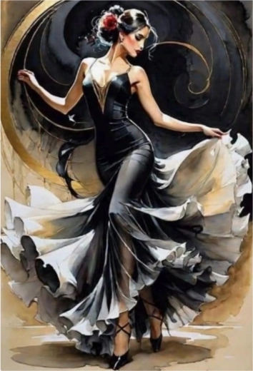Pictură cu diamante În Vârtejul Flamenco 30 x 40 cm