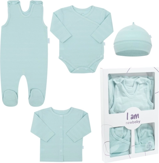 Set pentru bebeluși din 4 piese pentru maternitate New Baby I am albastru