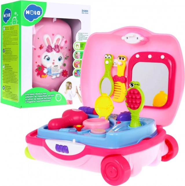 Toaletă interactivă roz 2‑în‑1 în troler pentru copii 2+ cu lumini, melodii și accesorii