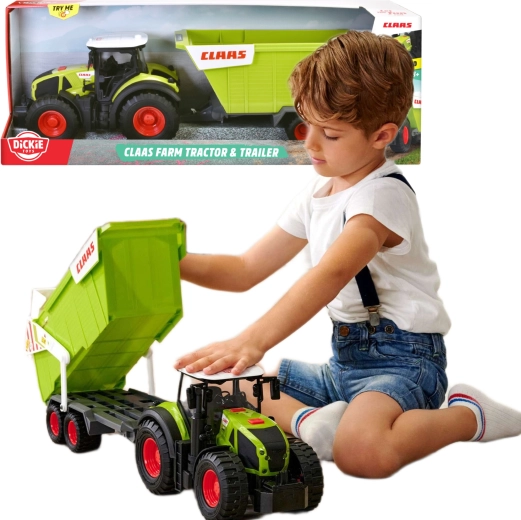 Tractor interactiv Claas cu remorcă Dickie, cu lumini și sunete