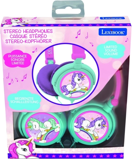 Căști audio cu fir pliabile pentru copii, Unicorn