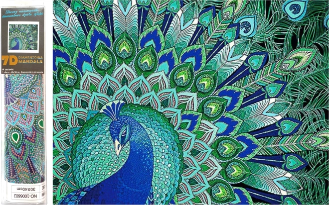 pictură cu diamante 7D farmec de păun 30 × 30 cm