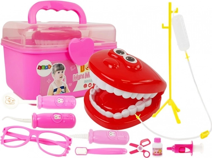 Set medical pentru copii – dentist cu servietă, stativ pentru perfuzie și accesorii