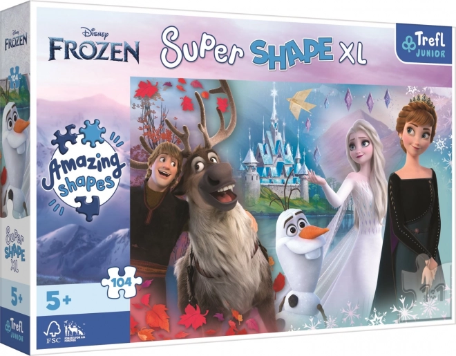 Puzzle 104 piese XL Super Shape Regatul de Gheață – lumea veselă a Annei și Elsei