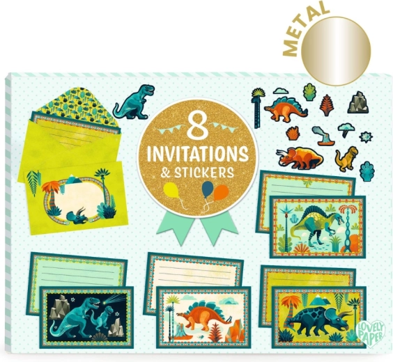 Set cadou de invitații Dinozauri DJECO